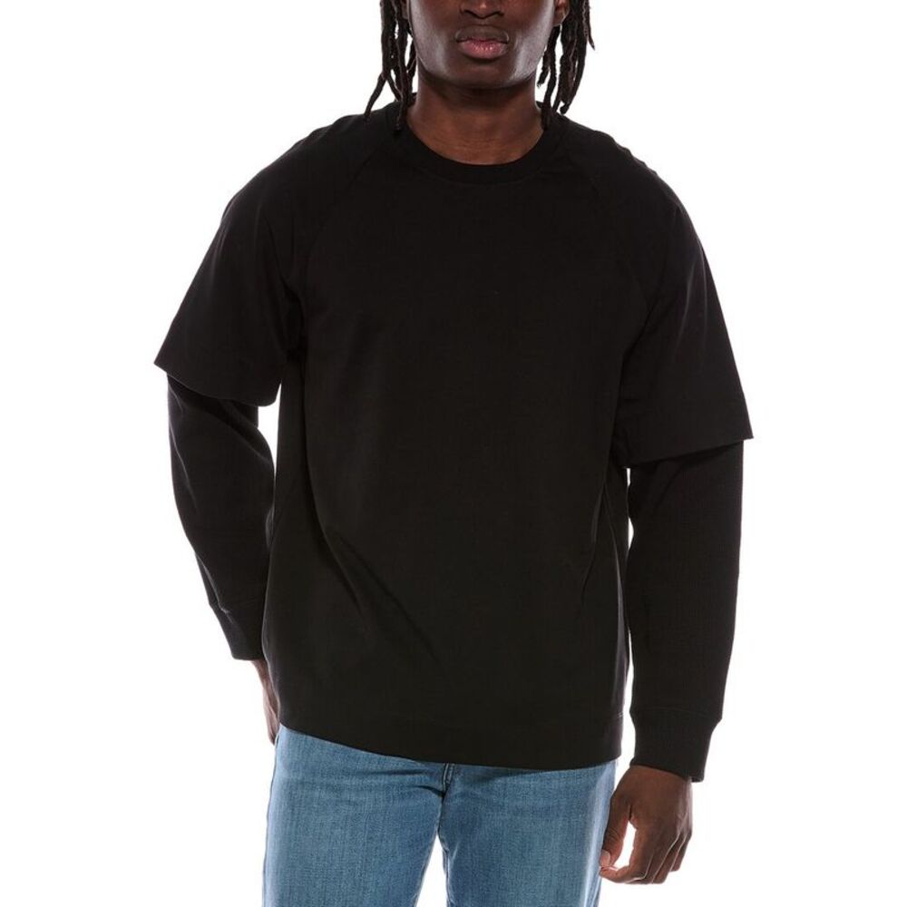 Helmut Lang Mens  Double Layer Waffle T-Shirt, Black